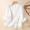 thumbnail image 1 of Fiudx Ofertas Flash Del Día Camiseta Holgada Informal con Bordado de Color Liso para Mujer, Camisetas de Manga Corta y Blusa de Lino, 1 of 4