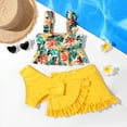 thumbnail image 1 of PatPat 3pcs Kid Girl Floral Print Ruffled Swimsuit, 1 of 4