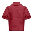thumbnail image 4 of Gbsyewxs Womens Tops V Neck Puff Sleeve Solid Color Slim Button Summer T Shirts For Women Brick Red, 4 of 5