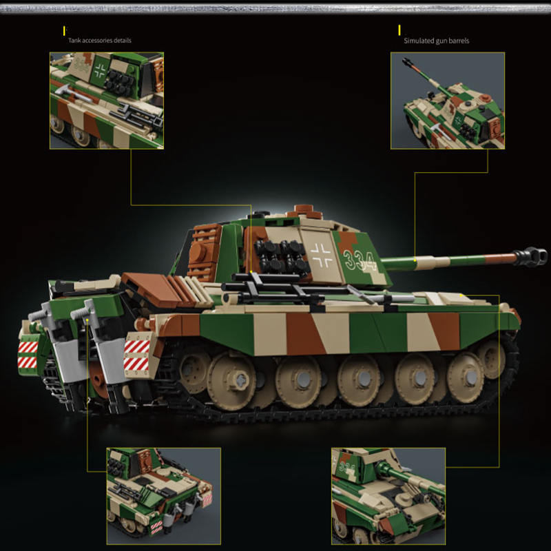 Remocguys WW2 Tiger Tank Heavy Building Sets, Compatible with Lego Army Military Vehicles Model kits Collectible for Adults Boys 14+ 853PCS
