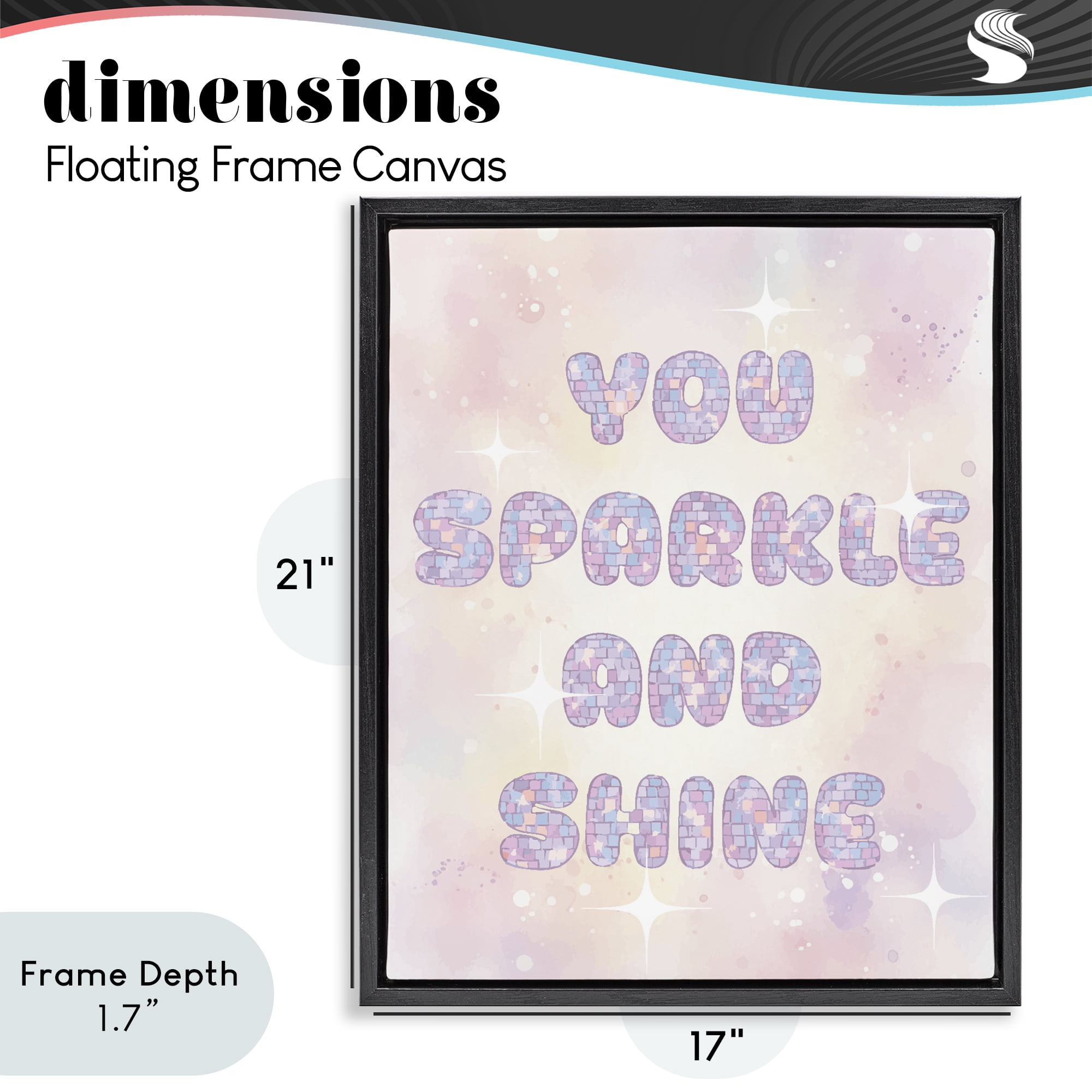 Stupell Industries You Sparkle And Shine Pastels Black Framed Floater Canvas Wall Art, design by Lil' Rue