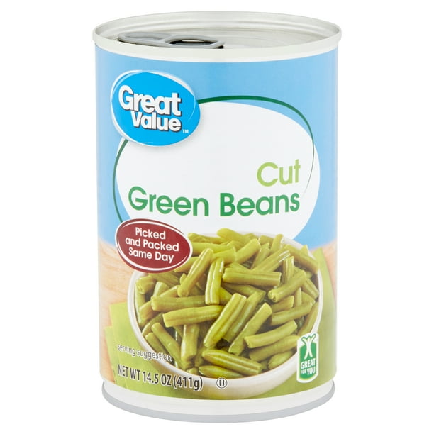 Great Value Cut Green Beans can, 14.5 oz, 12 Pack