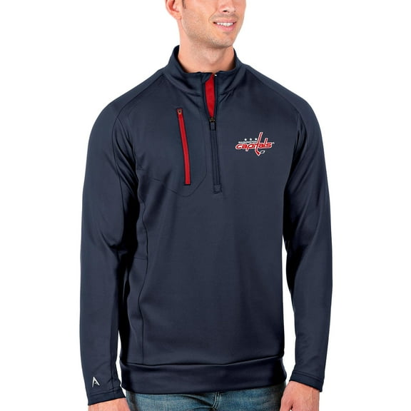 Men's Antigua Navy/Red Washington Capitals Generation Quarter-Zip Pullover Jacket