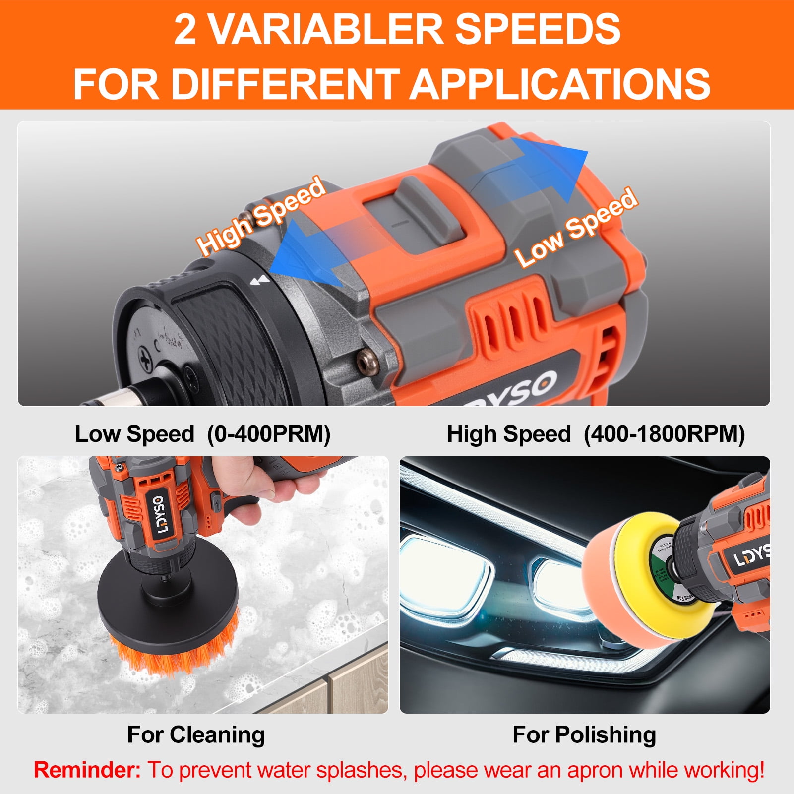 Cordless Buffer Polisher, 16.8V Auto Detailing Drill Brushes Set with 2000mAh Battery & Charger, 15pcs Drill Kit, Variable Speed for Car Washing/Detailing/Buffing/Sanding/Waxing