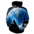 2022 New Men‘s Hoodie Ice Fire Eye Wolf Print Men‘s Sweater Street
