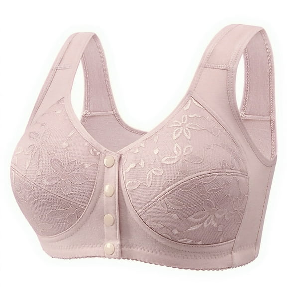 2026 Daisy Bras for Older Women No Underwire Front Closure Comfort Senior Wireless Snap Closing Bra Light Gray 38