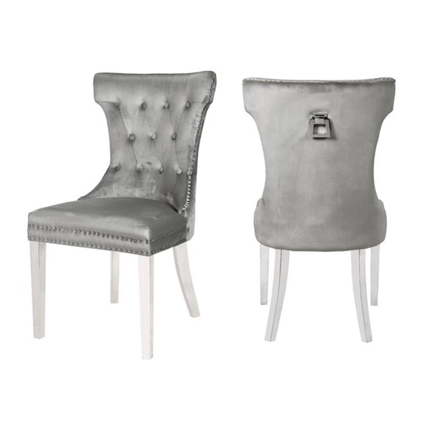 Velvet Upholstered Dining Chairs Set of 2, Modern Button Tufted Dining