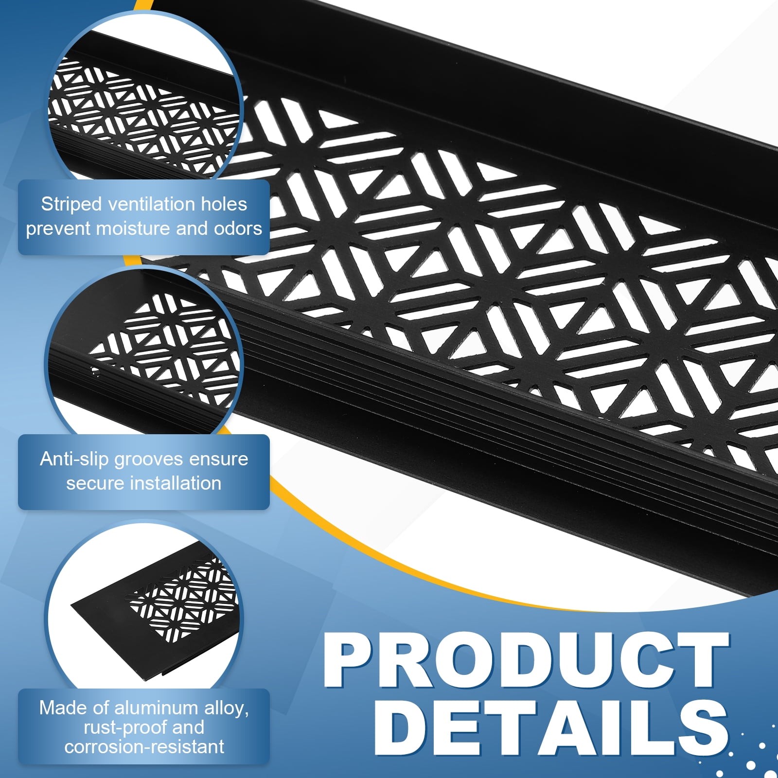 Uxcell 18 x 3 Inch (Duct Openings) Air Vent Cover, 3Set Aluminum Grille Ventilation Cover Louvered with Mounting Screws for Cabinet Wardrobe Door, Black (20 x 3 Inch Outer Size)