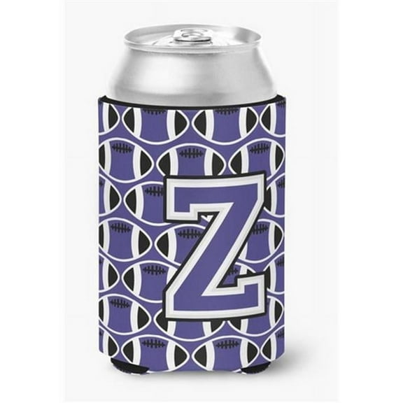 Letter Z Football Purple & White Can or Bottle Hugger