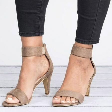 

Summer Heels Women s Heels Khaki Fashionable Zipper Waterproof Shoes Gifting 38