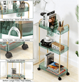 thumbnail image 3 of LLMRR 3 Tier Acrylic Storage Rolling Cart Bathroom Cart Organizer, Transparency Laundry Room Organization Mobile Shelving Unit Multifunction Rolling Utility Cart, Green, 3 of 6