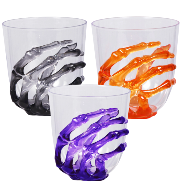 Halloween Themed Skeletal Hand Plastic Cups, 2.2fl.oz. Skeleton Hand