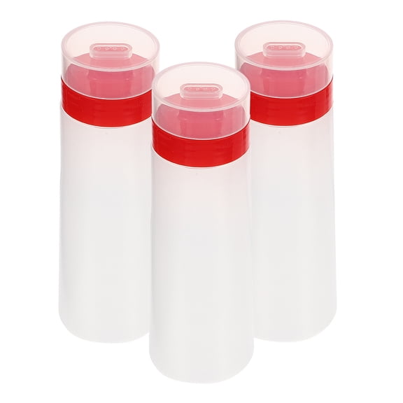Hemoton 3pcs Sauce Bottle Squeeze Bottle Jam BBQ Sauce Bottle 4 Holes Condiment Bottles 300ml