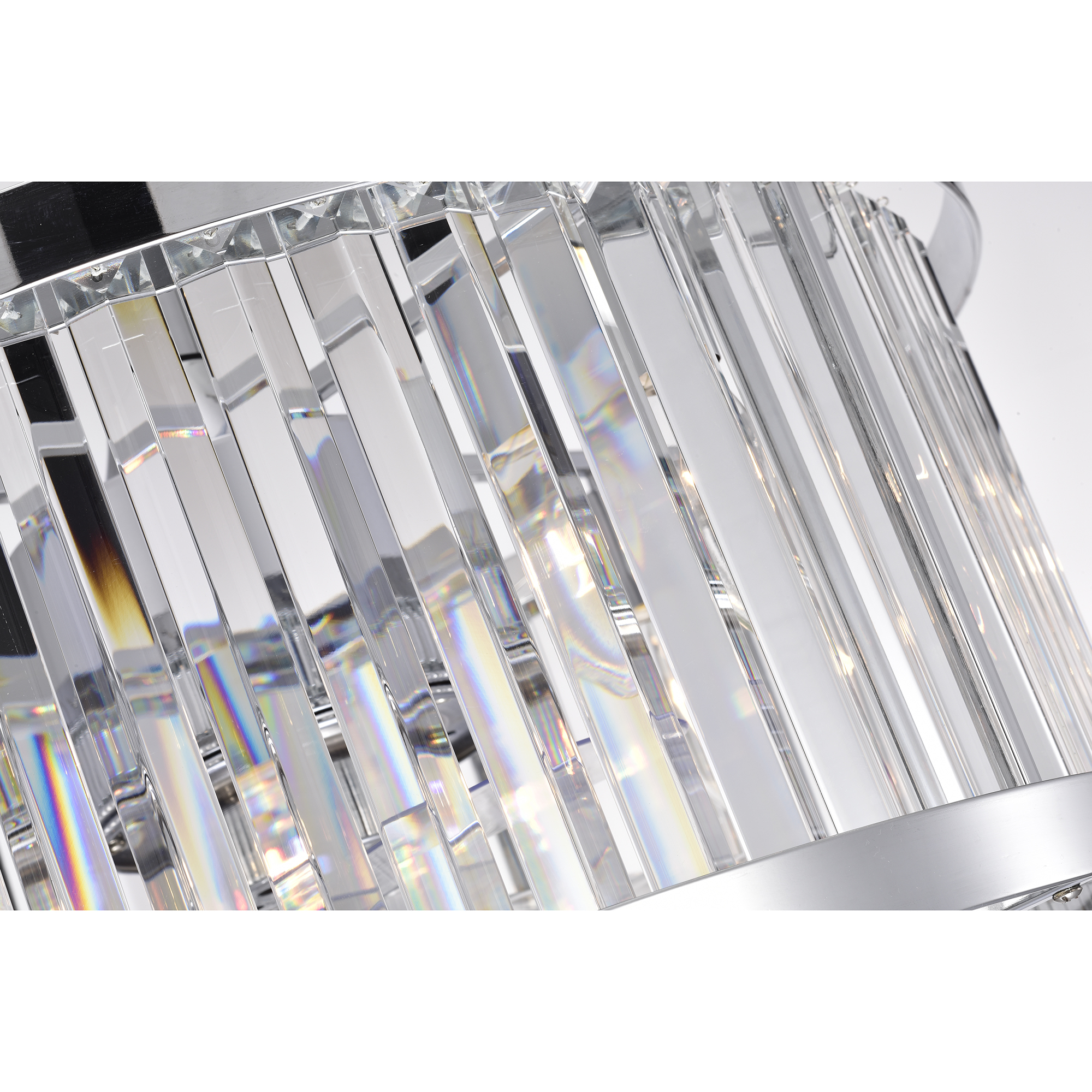 Gavin Chrome 19-Inch 4-Light Metal & Crystal Drum Shade Fandelier