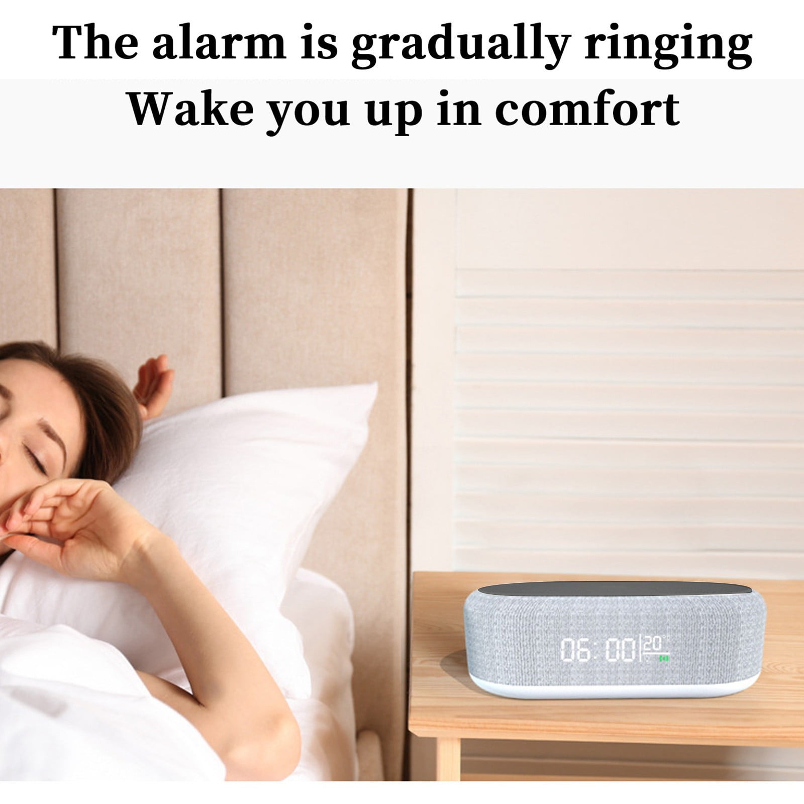 HOZVOMI 15W Wireless Charging Bluetooth Speaker with Digital Alarm Clock, Temperature Display, and Night Light
