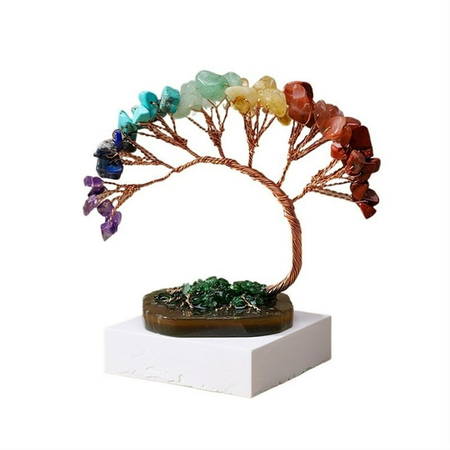 Árbol de cristal, cristales naturales de Reiki y piedras curativas, árbol de chakras con cuentas de gemas,