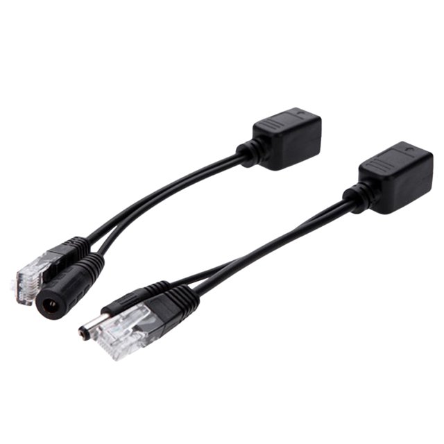 2PCS/Set POE Separator Connection Full Copper Cable Adapter Wire Splitter(Black)