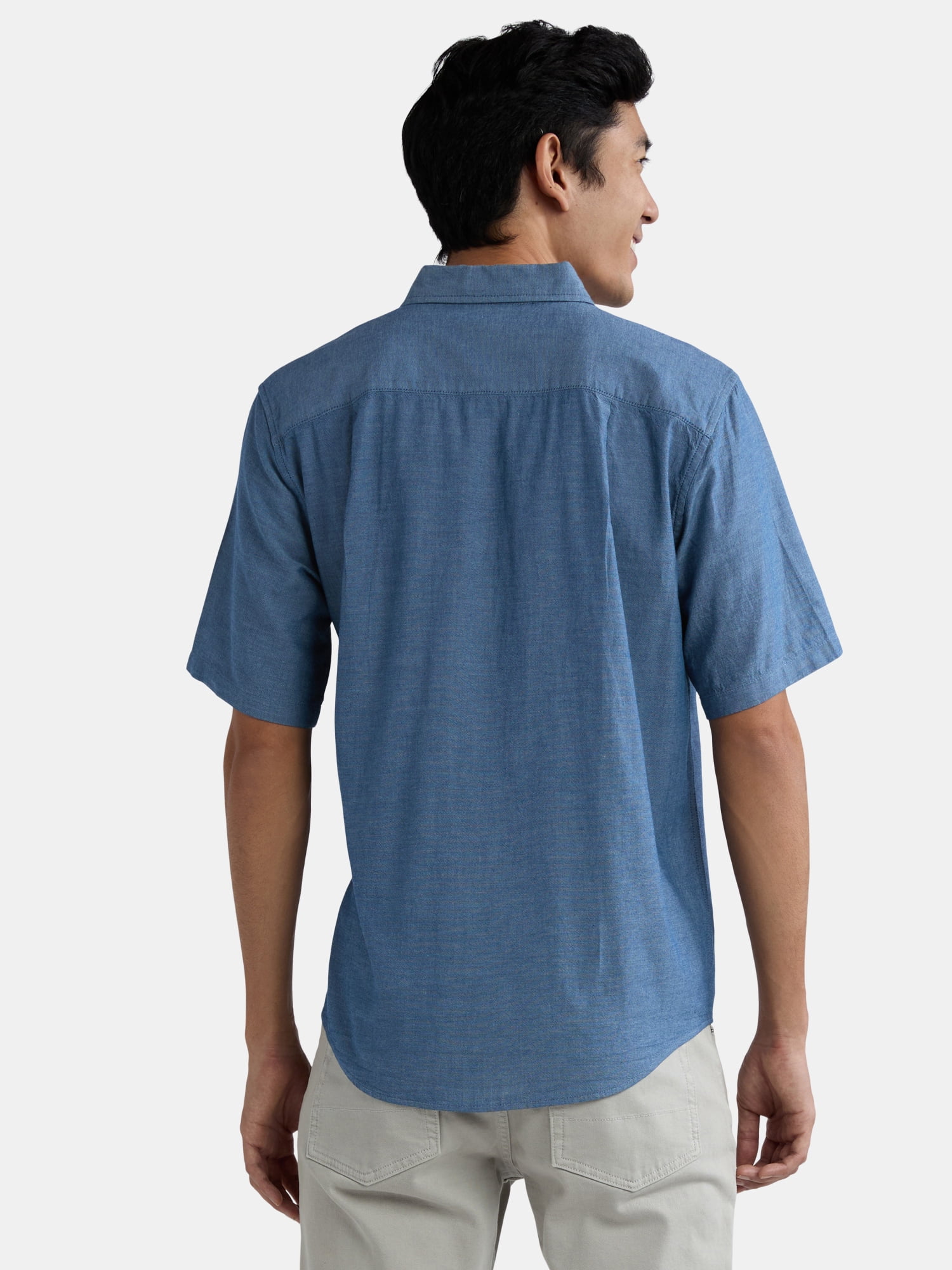 George Men's & Big Men's Classic Fit Short Sleeve Button-Up Poplin Shirt, Sizes S-3XL