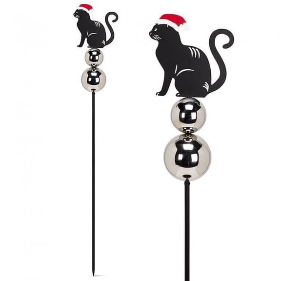 MDR Trading Inc. AB-27-HYDE-CAT_Q01 Cat In A Santa Hat On A Gazing Ball Garden Stake