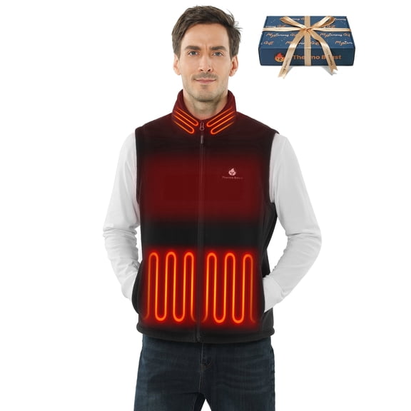 Heated Vest for Men with Battery Pack Included, Fleece Material, 4-Zone Electric Heating, Great for Winter, Golf