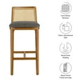 thumbnail image 3 of Bar Stool Chair Barstool, Gray, Fabric, Wood, Rattan, Bar Pub Cafe Bistro Dining Kitchen Hospitality Restaurant, Modern Contemporary, HB37098, 3 of 9