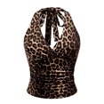 thumbnail image 3 of COMVALUE Womens Halter Tank Tops Double Lined Basic Cami Shirts Sexy Backless Y2K Trendy Going Out Tops Brown S, 3 of 7