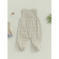 thumbnail image 5 of Coduop Infant Baby Sleeveless Sling Bodysuit Jumpsuit Button Down Plaided Newborn Playsuit, 5 of 9