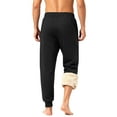 thumbnail image 3 of Mens Fleece Lined Sweatpants with Zipper Pockets Winter Sherpa Lined Pants Straight Leg Open Bottom, 3 of 5