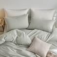 thumbnail image 2 of MooMee Striped Pillowcases 100% Washed Cotton Linen Like Textured Envelope Closure Set of 2 (Sage Green& White Wide Stripes, King), 2 of 5