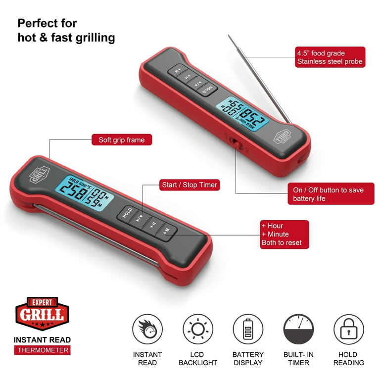 Expert Grill Pocket Digital Instant Read Meat Thermometer