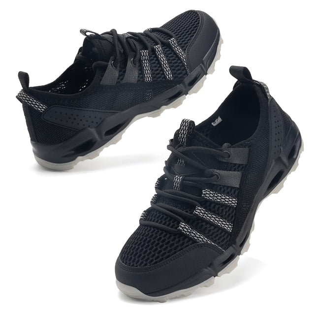 Zapatos acuáticos ziitop para mujer, senderismo al aire libre, negros
