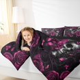 thumbnail image 3 of Castle Fairy Boho Skull Rose Queen Comforter Set 3 Pieces,Spooky Butterfly Comforter Sets Queen,Magenta Blacks,1 Comforter and 2 Pillowcases,Black Reversible, 3 of 6