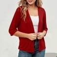 thumbnail image 5 of UVEASISHA 3/4 Sleeve Cardigan for Women Lightweight Open Front Draped Cardigans Fashion Solid Shrug Coverups with Pockets Red XL, 5 of 7