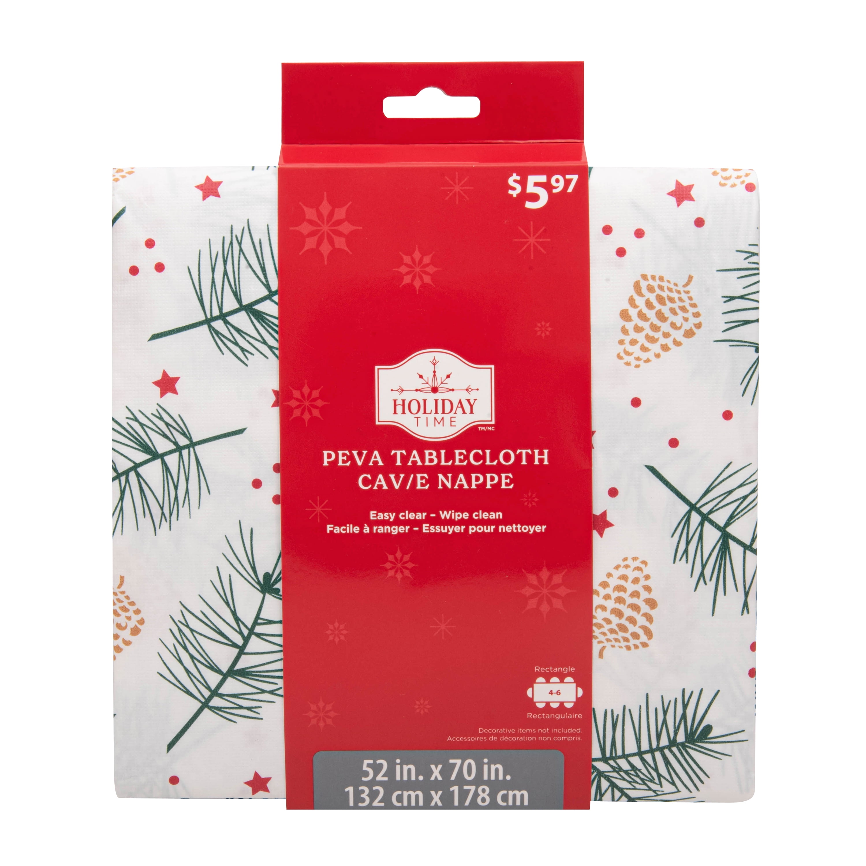 Holiday Time PEVA tablecloth 52x70
