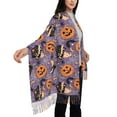 thumbnail image 4 of Honeii Vintage Halloween Black Cat Print Scarf Oversized Scarf Tassel Fall Winter Thick Scarf Warm Shawl Women,Women's Scarves & Wraps, 4 of 8