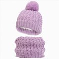 thumbnail image 4 of NOLDARES 3Pcs Kids Hat Scarf and Snow Gloves Set, Winter Knit Warm Soft Pom-Pom Beanie Outdoor for Boys Girls and Toddlers(M003-Purple), 4 of 5