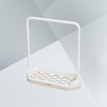 COSMOBETTY Kitchen Rag Stand Dishcloth Rack Beige Hard Plastic 1Pack