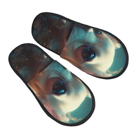 

Ocsxa Mens Womens Cozy Memory Foam Scuff Slippers Slip On Warm House Shoes Indoor/Outdoor Cute Flower Chihuahua Puppy Designs-Large