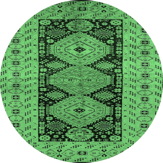 Ahgly Company Indoor Round Oriental Emerald Green Traditional Area Rugs, 4' Round