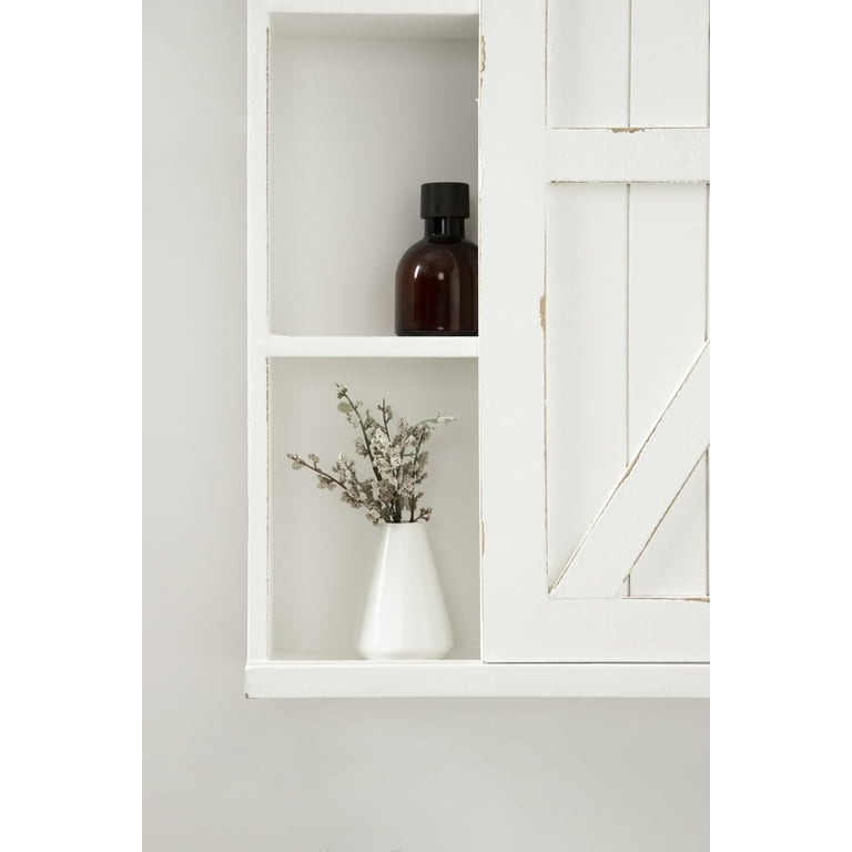 Kate and Laurel Cates Wood Decorative Cabinet with Vanity Mirror and Sliding Barn Door, Rustic White Kate and Laurel Cates Wood Decorative Cabinet with Vanity Mirror and Sliding Barn Door, Rustic White