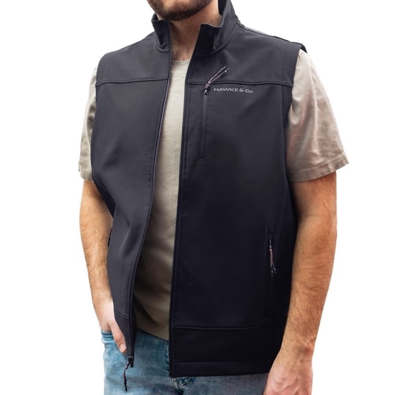 Hawke & Co. Mens Soft Shell Outerwear Vest, Blue, Medium