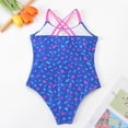 thumbnail image 4 of Cathalem Plus Size One Piece Swimsuits Ruched Tummy Control 3D Floral Bathing Suit Bandeau Swimwear with Removable Straps,Blue 160, 4 of 5