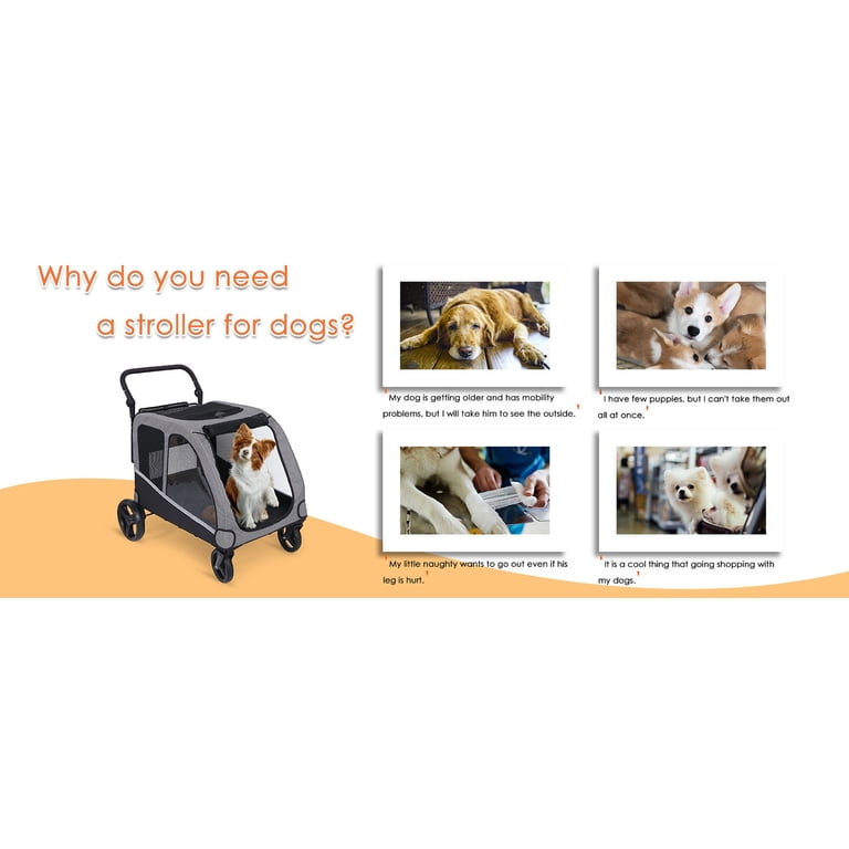 GOBOHOME Dog Stroller, Extra Large Pet Stroller for Large Dogs, Foldable  Design, Adjustable Handle - Walmart.com