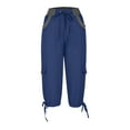thumbnail image 5 of Qeaghou Womens Cargo Capris Summer Casual Drawstring Low Waisted Hiking Jogger Pants Lightweight Quick Dry Capri Pants S-3xl, 5 of 7
