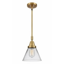 447-1S-BB-G42 Innovations Lighting Cone - 1 Light Stem Hung Mini Pendant In Industrial Style-11.13 Inches Tall and 8 Inches Wide-Brushed Brass