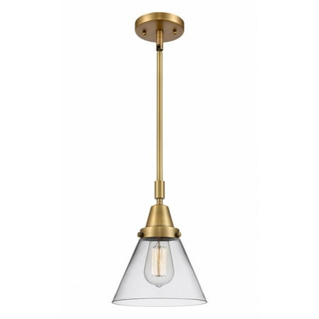 447-1S-BB-G42 Innovations Lighting Cone - 1 Light Stem Hung Mini Pendant In Industrial Style-11.13 Inches Tall and 8 Inches Wide-Brushed Brass