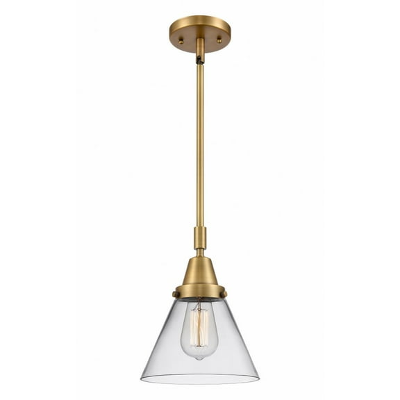 447-1S-BB-G42 Innovations Lighting Cone - 1 Light Stem Hung Mini Pendant In Industrial Style-11.13 Inches Tall and 8 Inches Wide-Brushed Brass