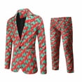 thumbnail image 3 of Traje navideño para hombre de 2 piezas, corte entallado, estampado de muñeco de nieve navideño, para fiesta, disfraz de un solo botón, ropa informal de moda para hombre, 3 of 5