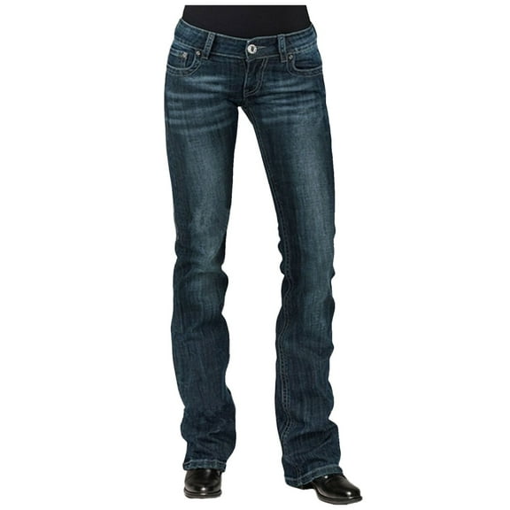 Hauaitttt Women Denim Jeans Stretch Mid Waisted Pants Button Straight Leg Jeans Skinny Fit Embroidered Trousers Women plus Size Pants Elastic Waist Jag Cords on Pants Woman Pants Size 14 Jean Pants