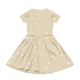 thumbnail image 4 of CCRFTGI Short Sleeve Dresses for Children Girls Size 7 Casual Summer A Line Skater Dress Cute Polka Dots Dresses Holiday Girls Fashion Beige 9-10 Years, 4 of 5